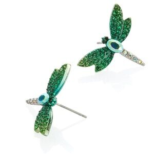 NEW Betsey Johnson Garden Glam Dragonfly Faux Stone Stud Earrings